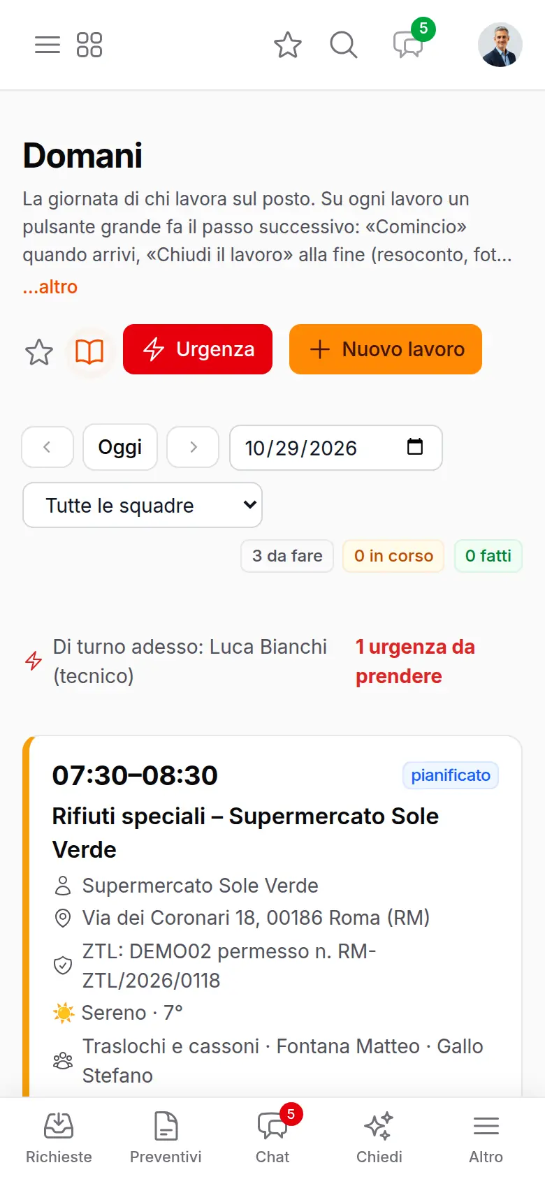 La giornata sul telefono con la riga ZTL e il numero del permesso